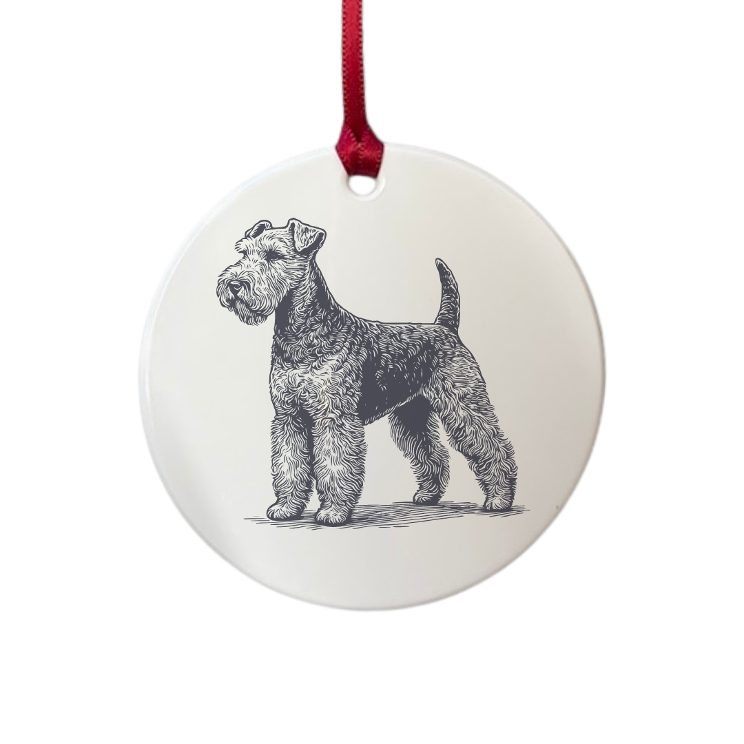 Personalised Lakeland Terrier Standing Engraved White Acrylic Decoration