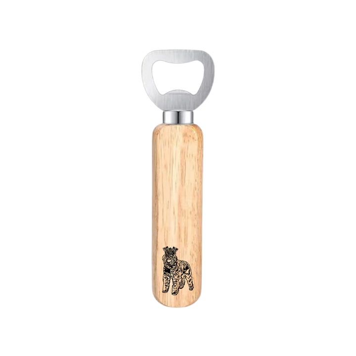 Kerry Blue Terrier Standing Engraved Wooden Bottle Opener