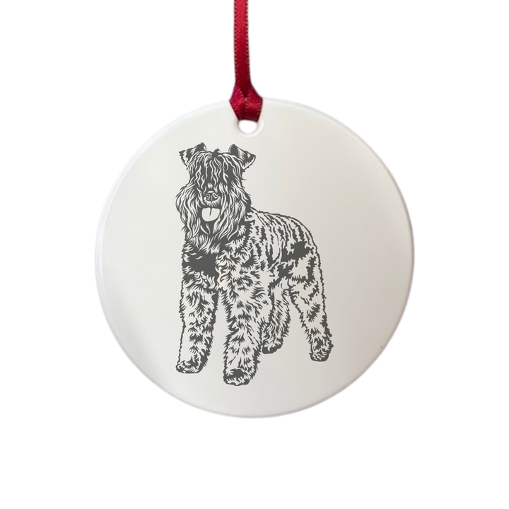 Personalised Kerry Blue Terrier Standing Engraved White Acrylic Decoration