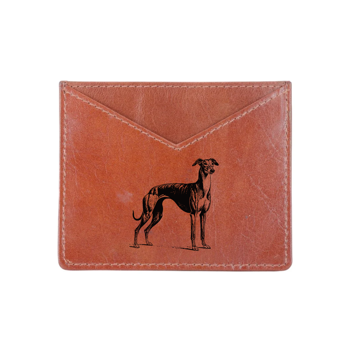 Greyhound Standing Engraved Genuine Leather Cardholder