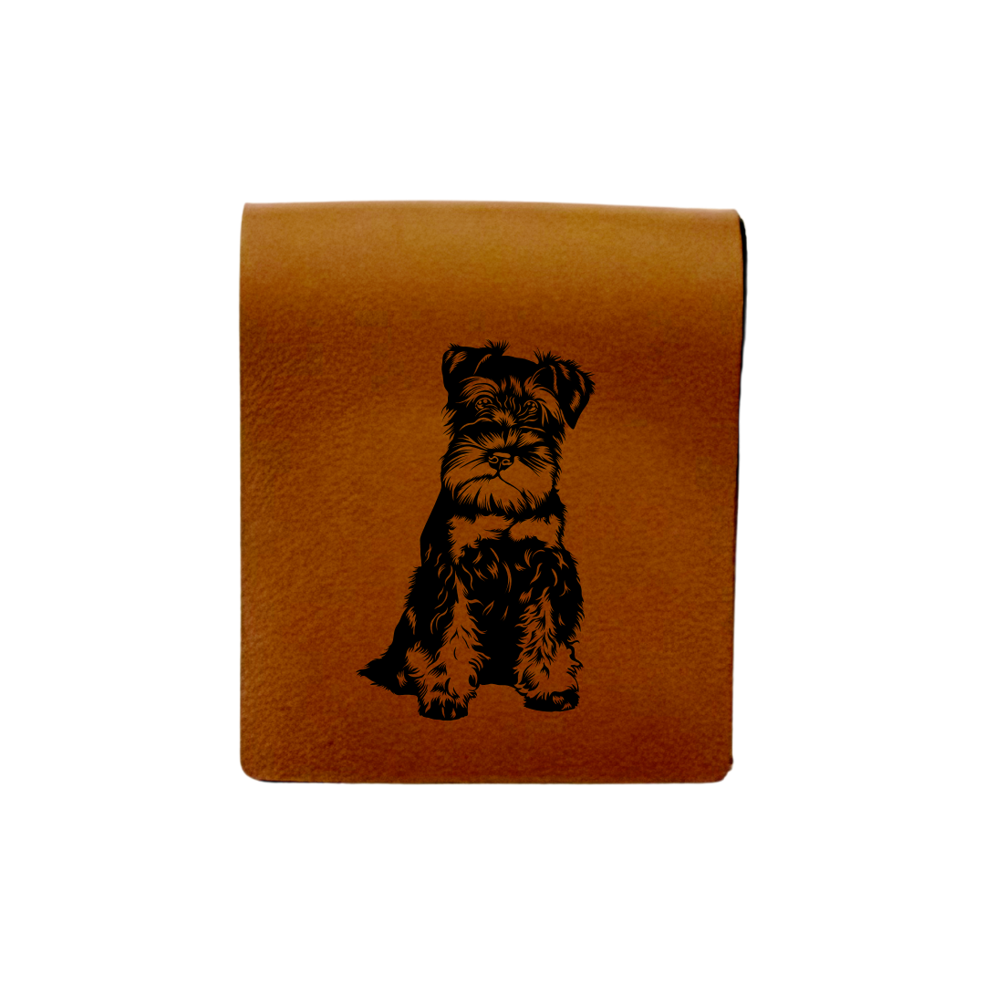 Miniature Schnauzer Engraved Genuine Leather Magnetic Bookmark