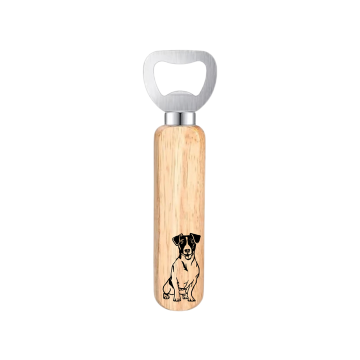 Smooth Jack Russell Terrier Sitting Engraved Wooden Bottle Opener