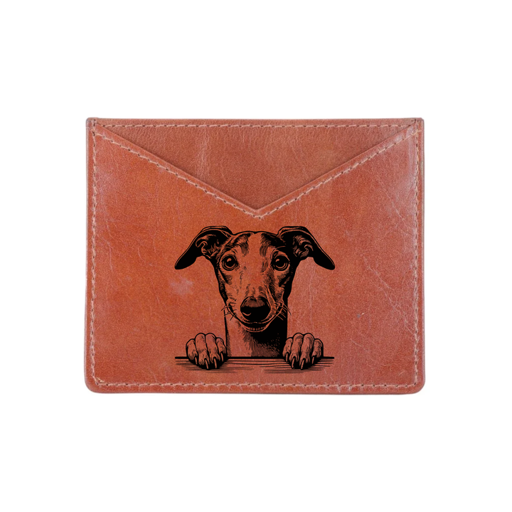 Greyhound Paws Engraved Genuine Leather Cardholder