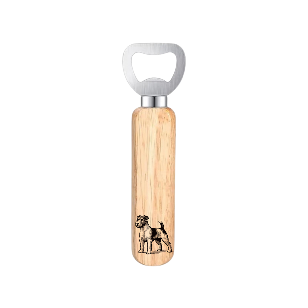 Jack Russell Terrier Standing Engraved Wooden Bottle Opener