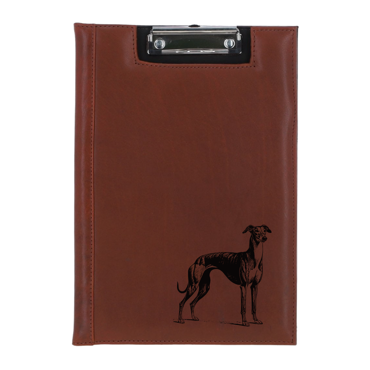 Greyhound Standing Engraved Leather Clipboard
