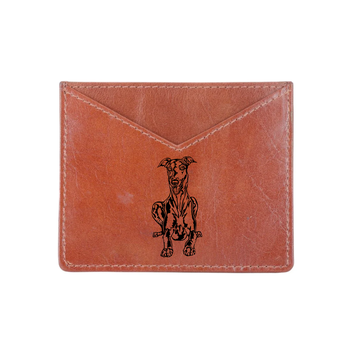 Greyhound Engraved Genuine Leather Cardholder