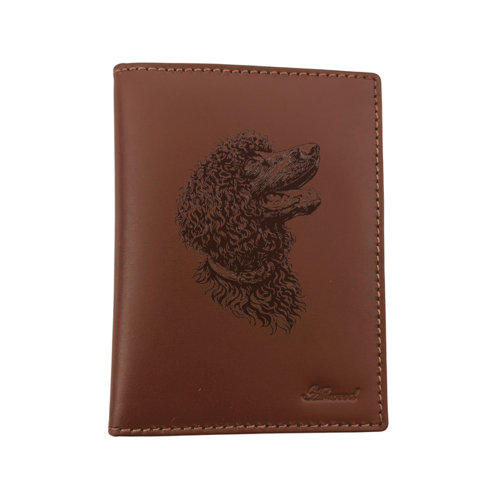 Irish Water Spaniel Face Engraved Leather Passport Cover