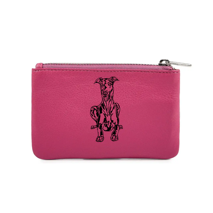 Greyhound Engraved Genuine Leather Coin Purse (Multiple Colour Options)