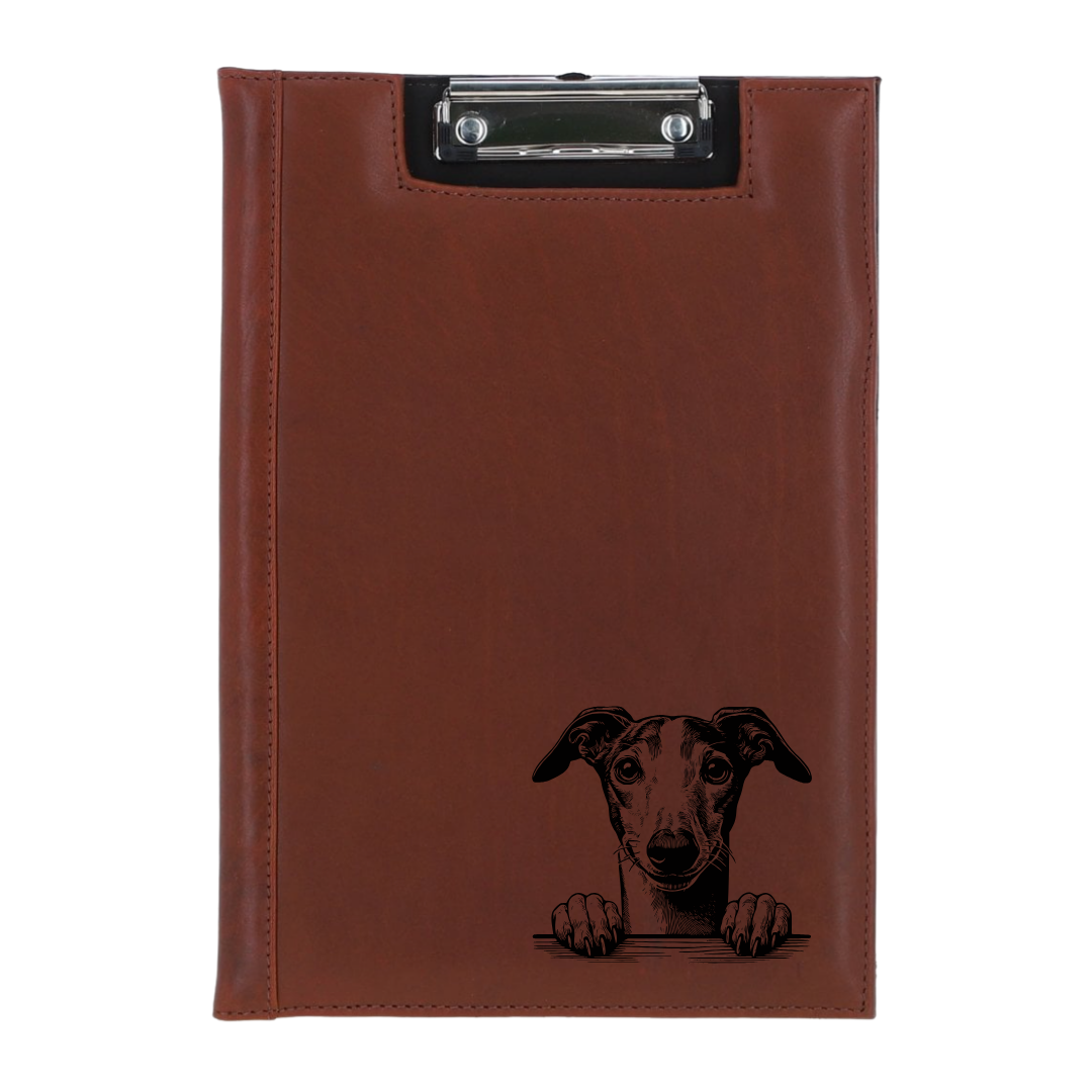 Greyhound Paws Engraved Leather Clipboard