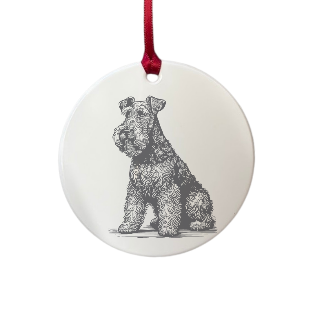 Personalised Irish Terrier Sitting Engraved White Acrylic Decoration