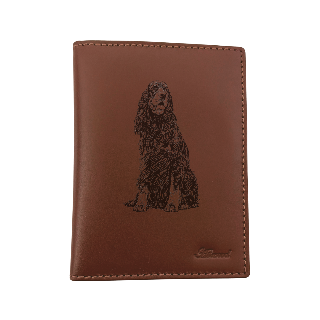Gordon Setter Sitting Engraved Leather Passport Cover