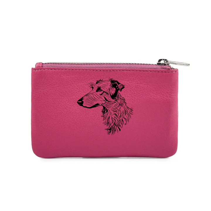 Deerhound Engraved Genuine Leather Coin Purse (Multiple Colour Options)