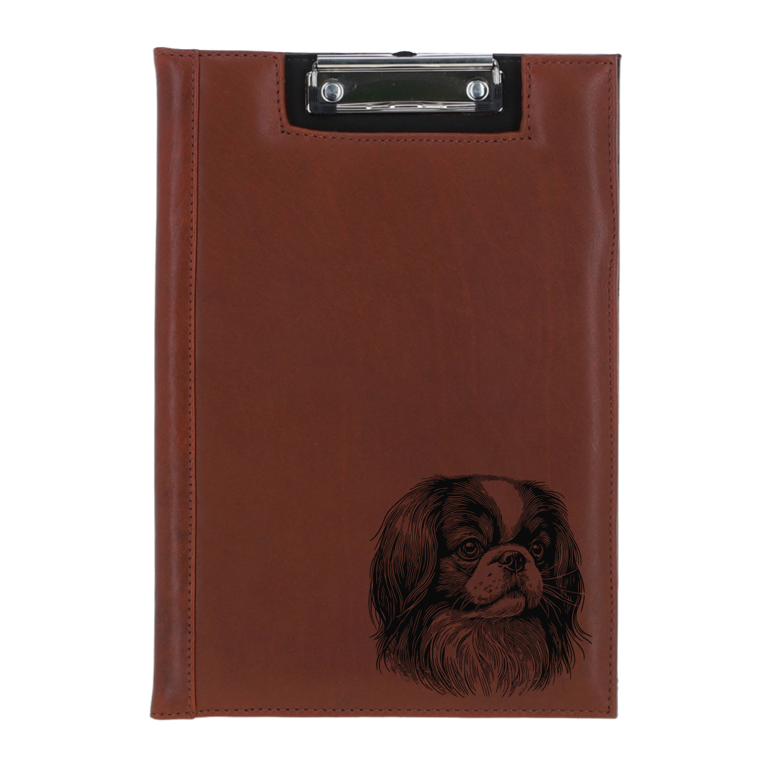 Japanese Chin Face Engraved Leather Clipboard
