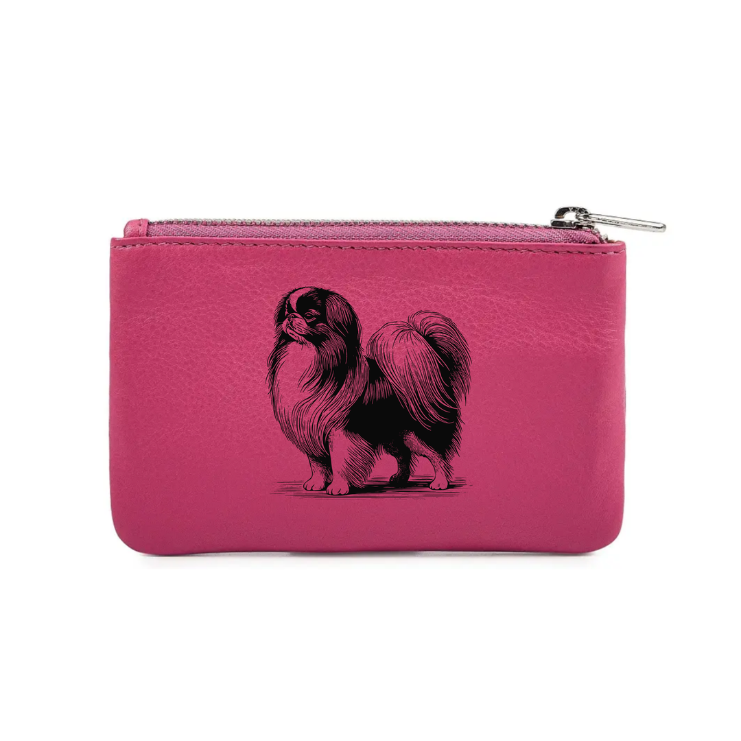 Japanese Chin Standing Engraved Genuine Leather Coin Purse (Multiple Colour Options)