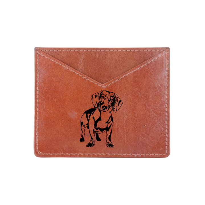 Dachshund Engraved Genuine Leather Cardholder