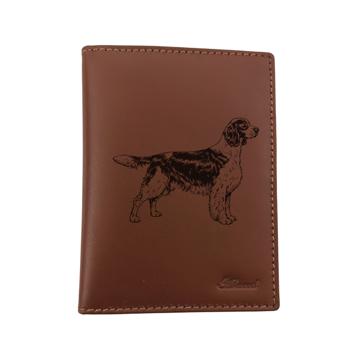 English Springer Spaniel Standing Engraved Leather Passport Cover