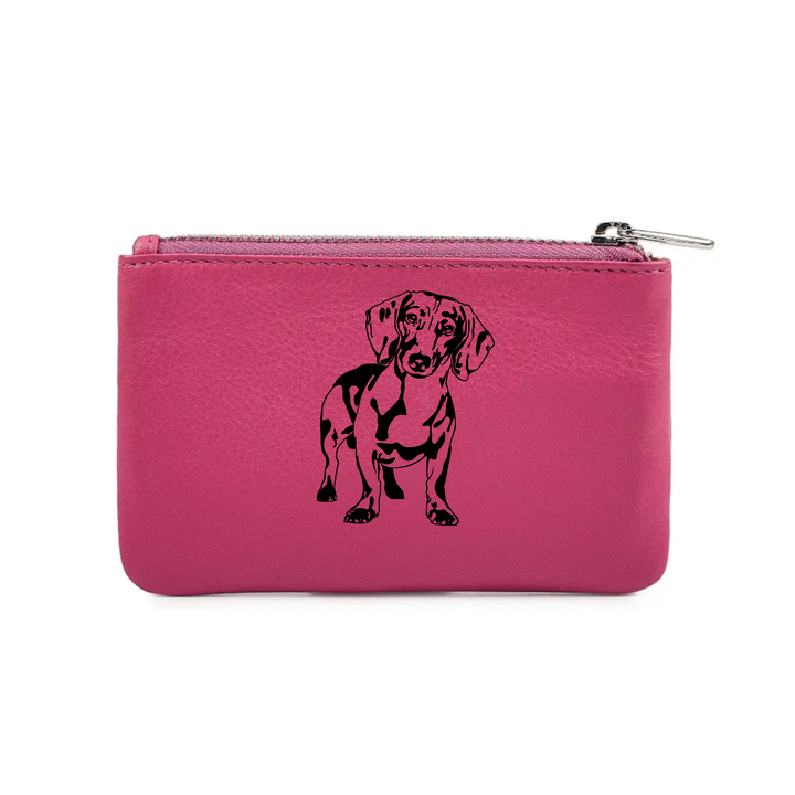 Dachshund Engraved Genuine Leather Coin Purse (Multiple Colour Options)