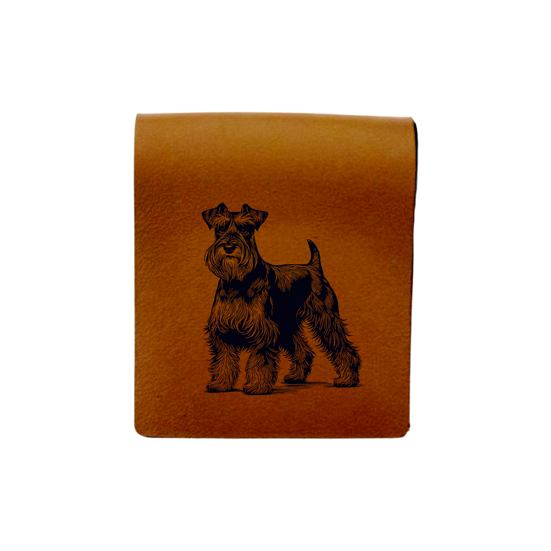 Miniature Schnauzer Standing Engraved Genuine Leather Magnetic Bookmark