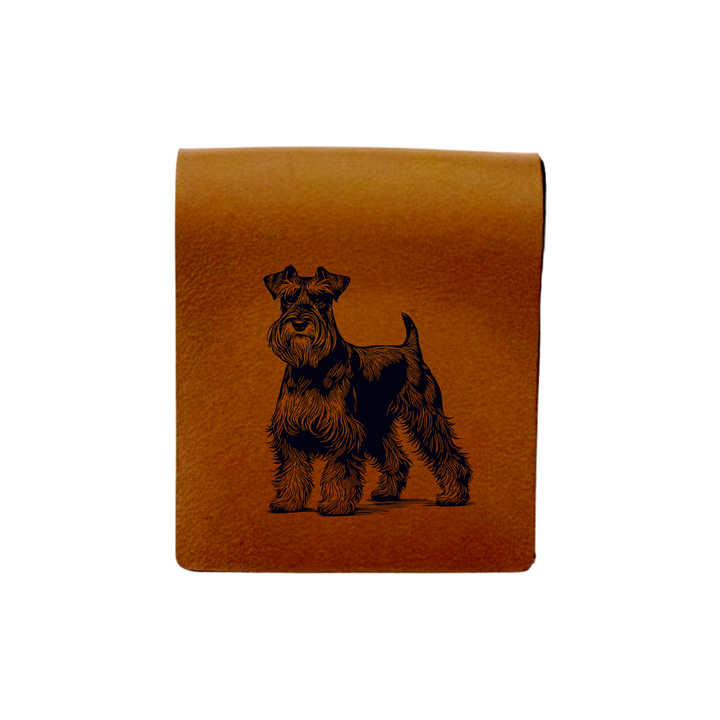 Miniature Schnauzer Standing Engraved Genuine Leather Magnetic Bookmark