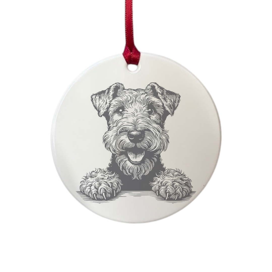 Personalised Irish Terrier Paws Engraved White Acrylic Decoration