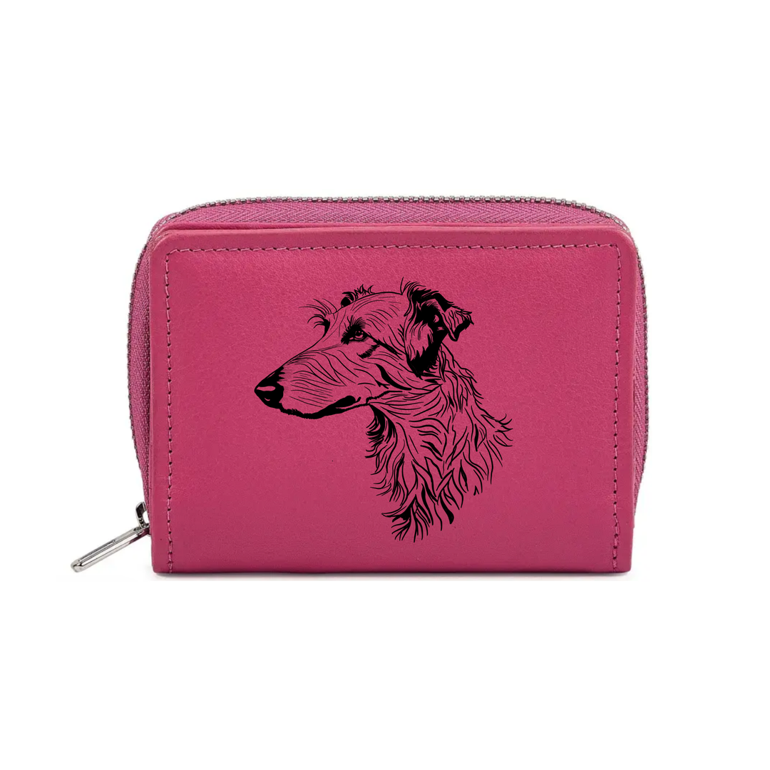 Deerhound Engraved Small Leather Purse (Green/Pink/Blue/Red)