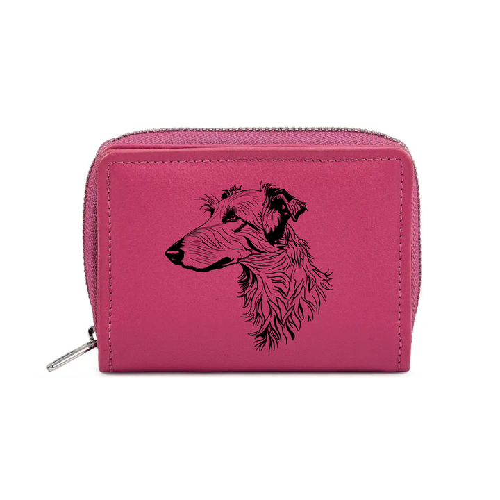 Deerhound Engraved Small Leather Purse (Green/Pink/Blue/Red)