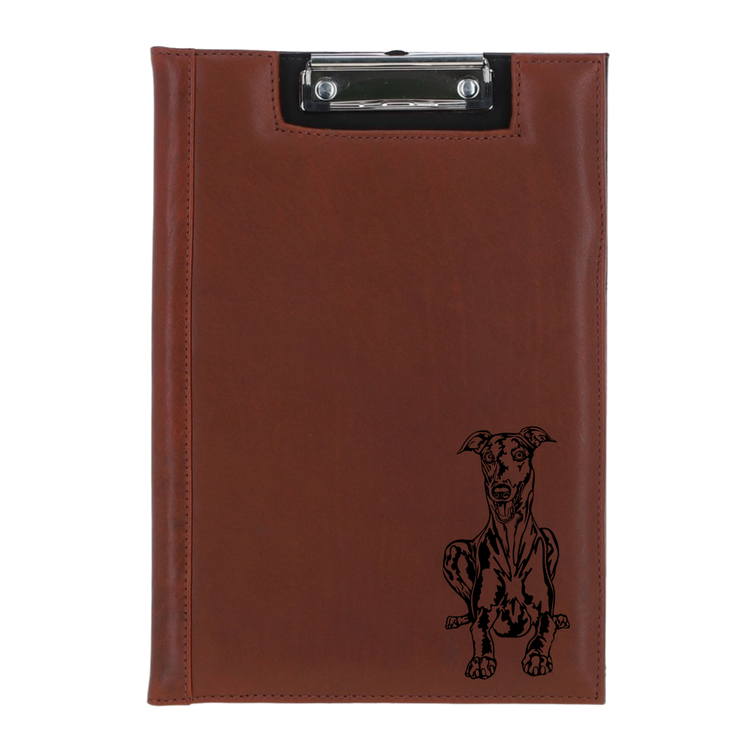 Greyhound Engraved Leather Clipboard
