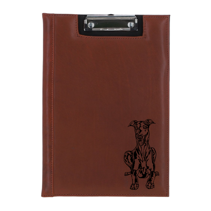 Greyhound Engraved Leather Clipboard