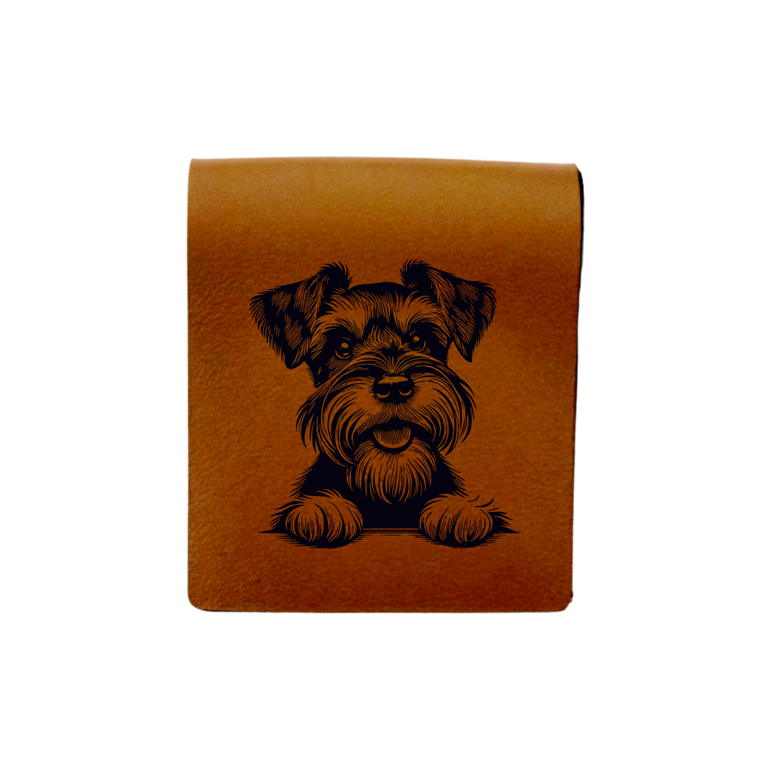 Miniature Schnauzer Paws Engraved Genuine Leather Magnetic Bookmark