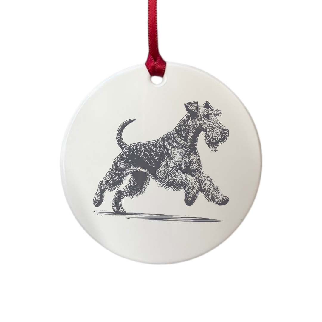 Personalised Irish Terrier Running Engraved White Acrylic Decoration