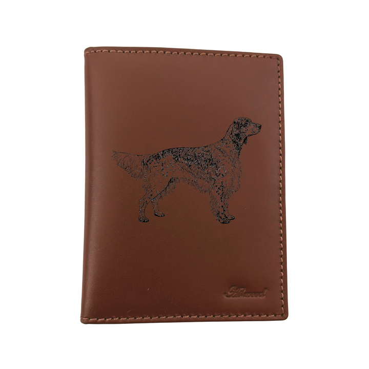 English Setter Standing Engraved Leather Passport Cover