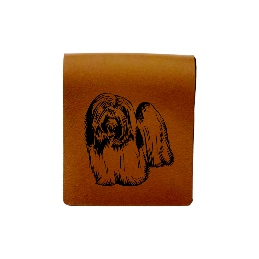Lhasa Apso Engraved Genuine Leather Magnetic Bookmark