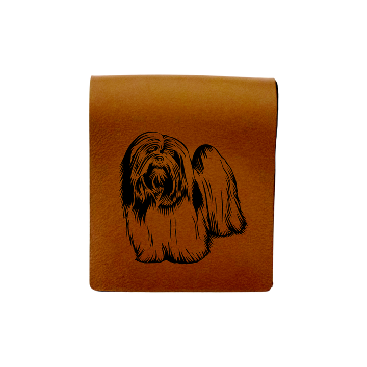 Lhasa Apso Engraved Genuine Leather Magnetic Bookmark