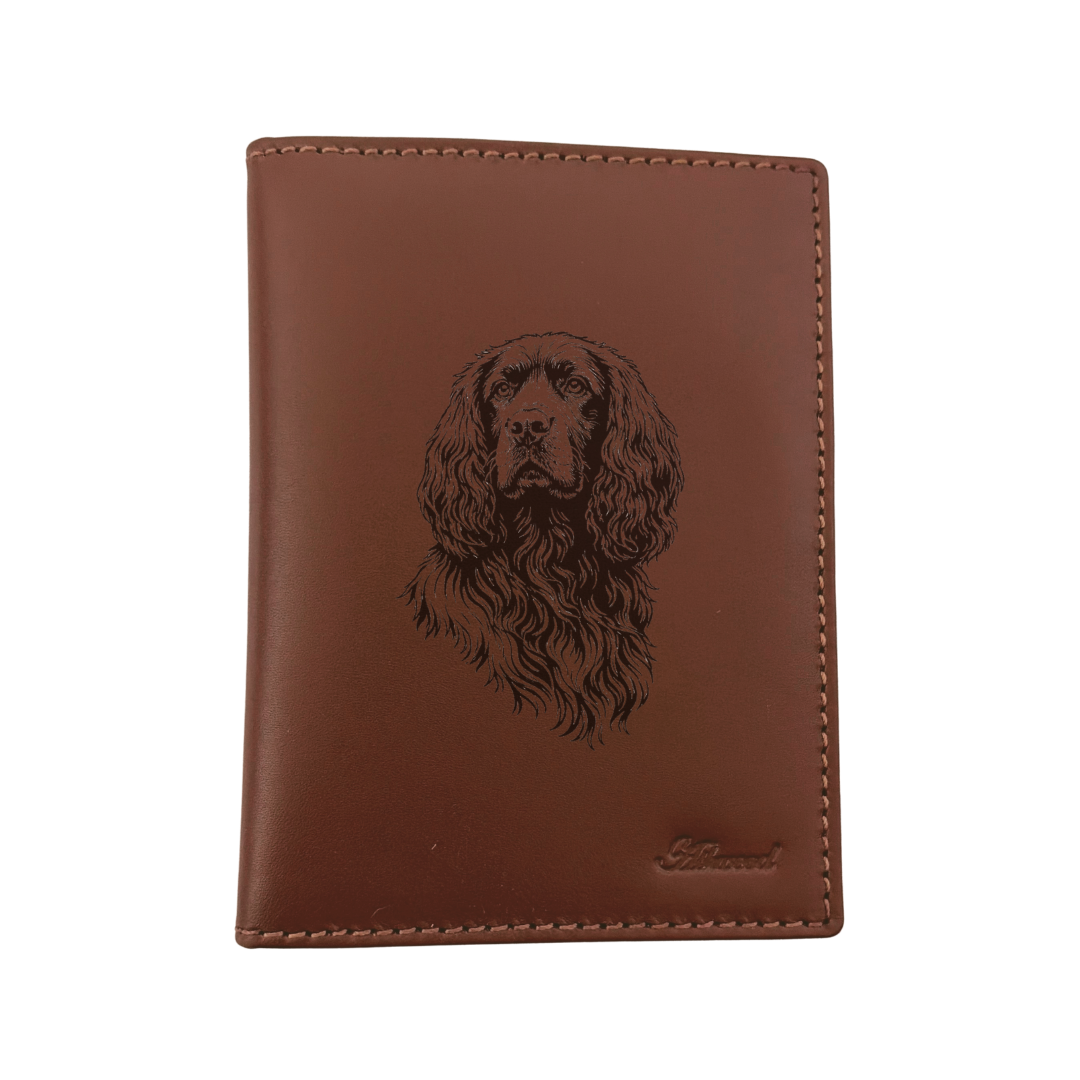 Working Cocker Spaniel Face Engraved Leather Passport Cover