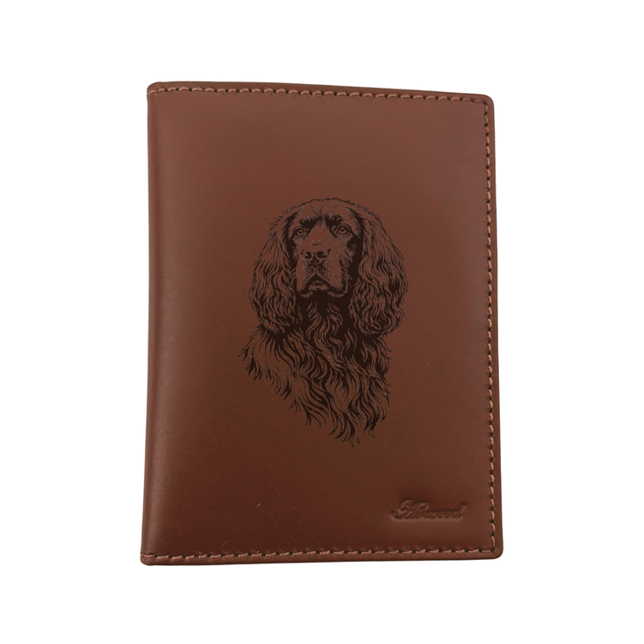 Working Cocker Spaniel Face Engraved Leather Passport Cover