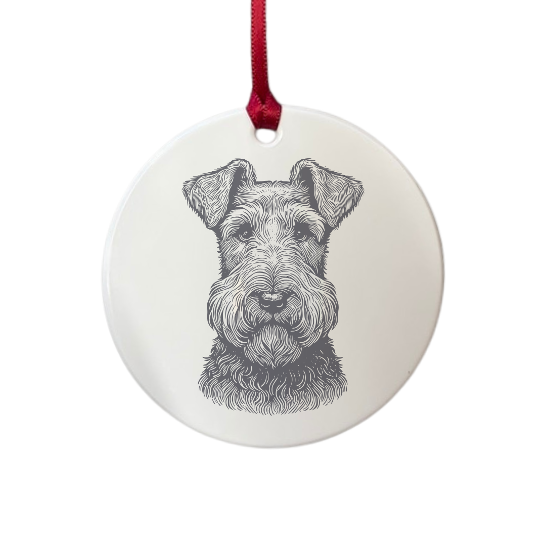 Personalised Irish Terrier Face Engraved White Acrylic Decoration