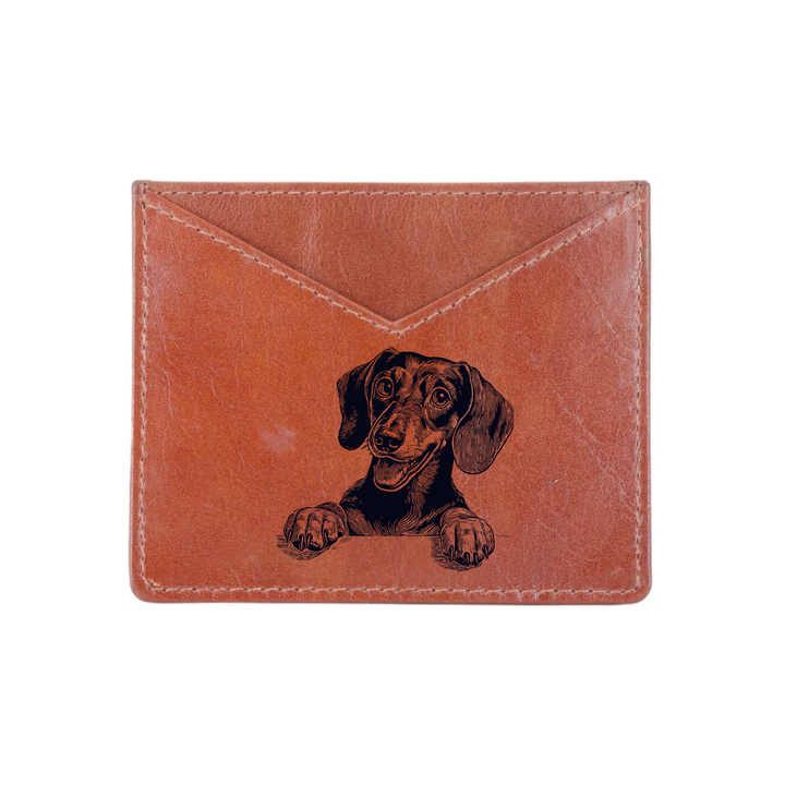 Dachshund Paws Engraved Genuine Leather Cardholder