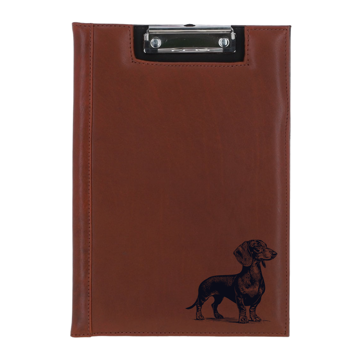 Smooth Hair Dachshund Standing Engraved Leather Clipboard