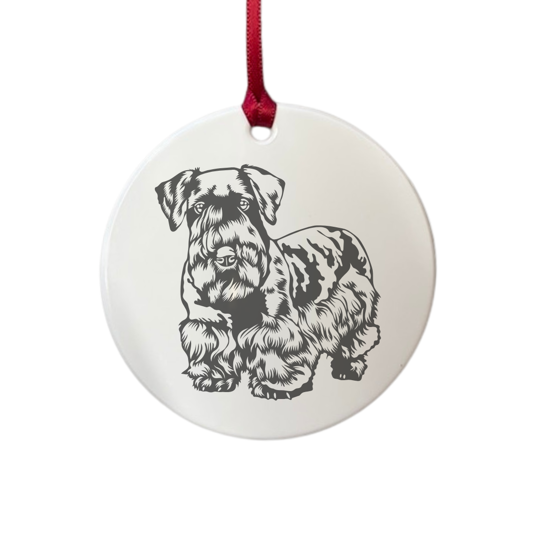 Personalised Cesky Terrier Engraved White Acrylic Decoration