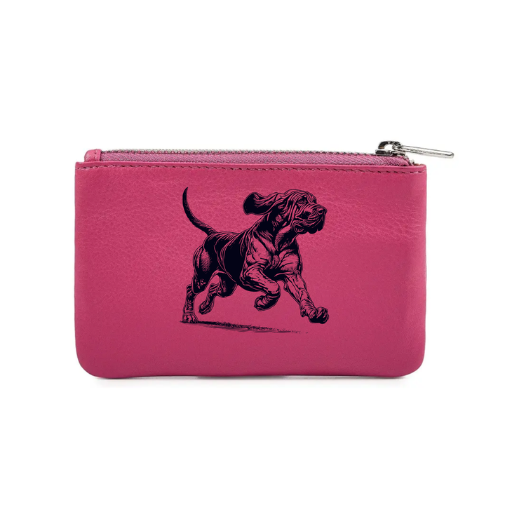 Bloodhound Running Engraved Genuine Leather Coin Purse (Multiple Colour Options)
