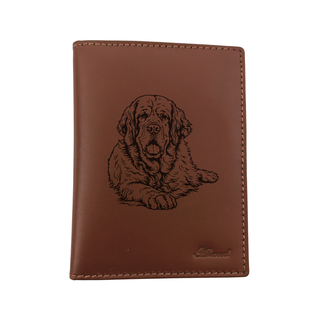 Clumber Spaniel LD Engraved Leather Passport Cover