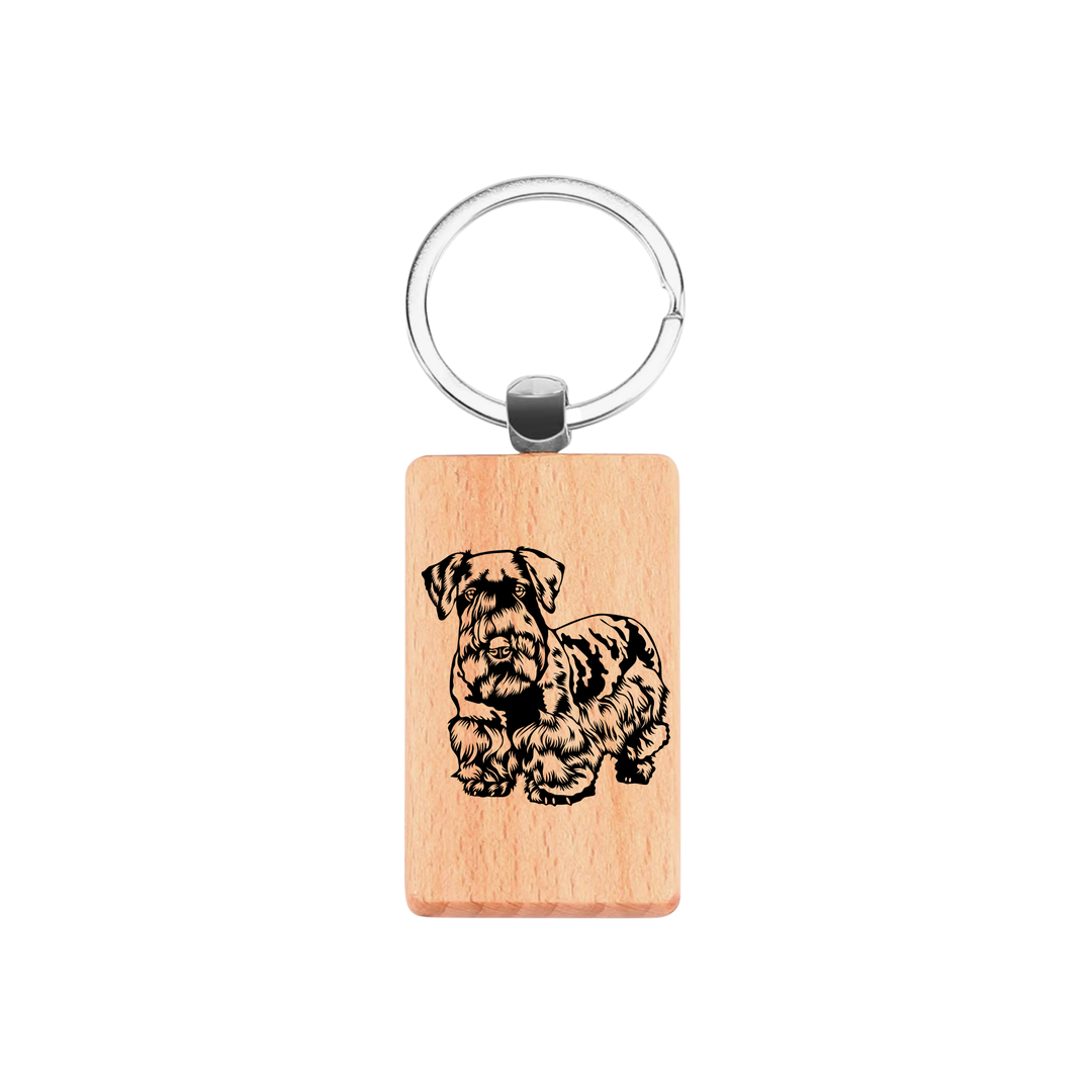 Cesky Terrier Engraved Rectangle Wooden Keyring