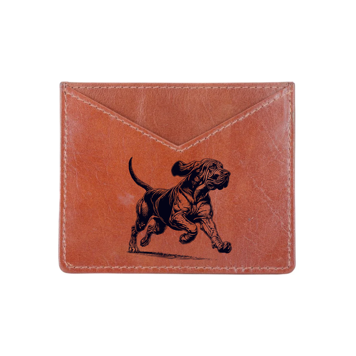 Bloodhound Running Engraved Genuine Leather Cardholder