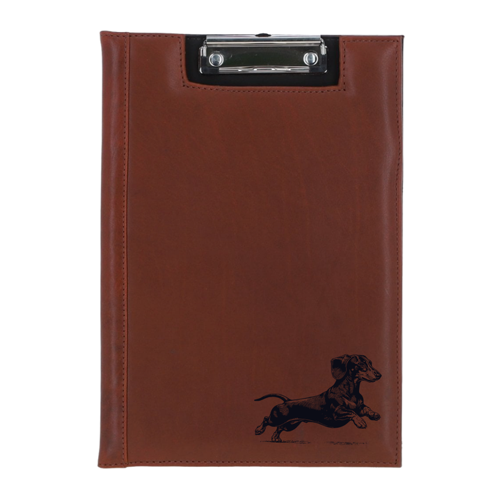 Smooth Hair Dachshund Running Engraved Leather Clipboard