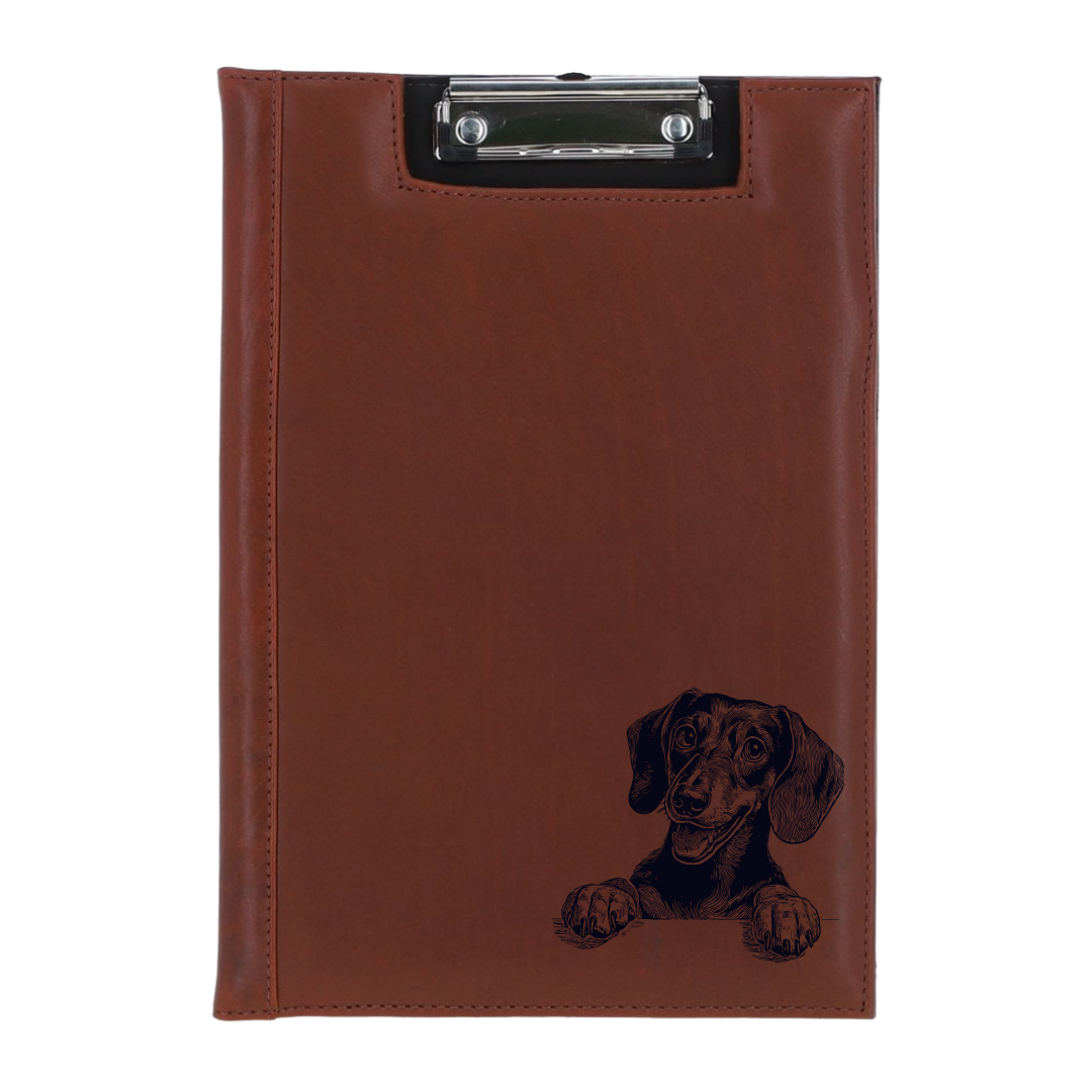 Smooth Hair Dachshund Paws Engraved Leather Clipboard