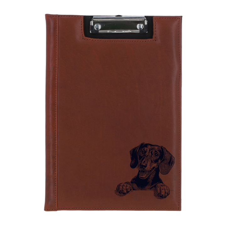 Smooth Hair Dachshund Paws Engraved Leather Clipboard