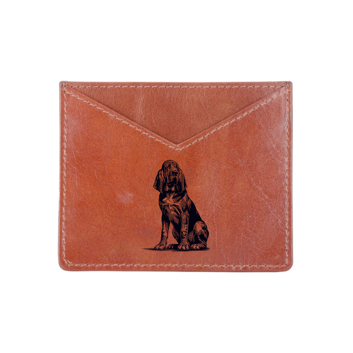 Bloodhound Sitting Engraved Genuine Leather Cardholder