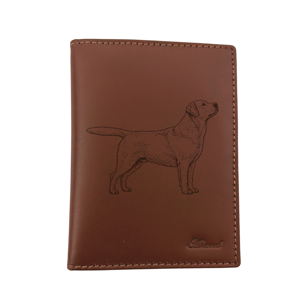 Labrador Retriever Standing Engraved Leather Passport Cover