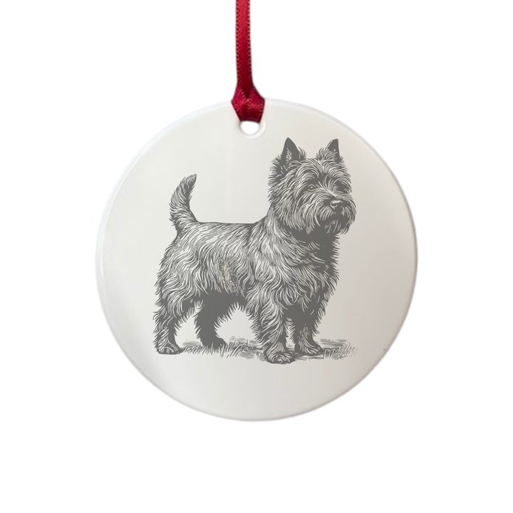 Personalised Cairn Terrier Standing Engraved White Acrylic Decoration