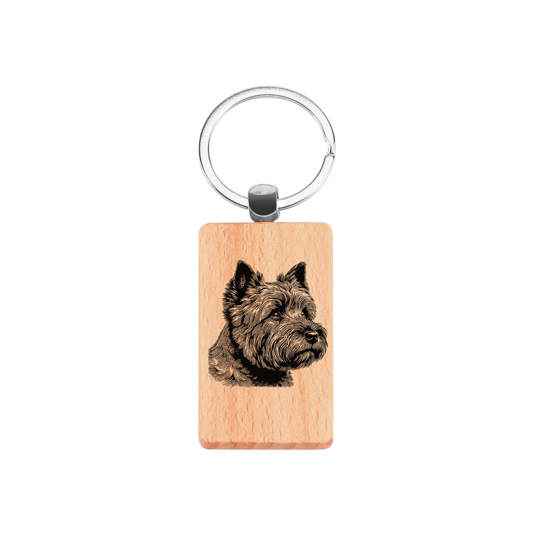 Cairn Terrier SP Face Engraved Rectangle Wooden Keyring